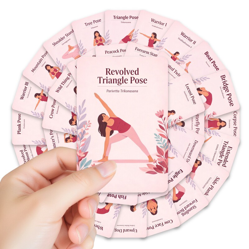 Cross-Border Best-Selling English Yoga Fitness Teaching Cards for Beginners, Basic Gymnastics Movements, Fat-Burning Stretching, and Rehabilitation Guidance
