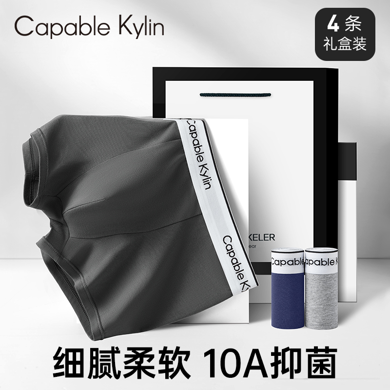 Capablekylin Men's Underwear Summer Thin Breathable 10A Antibacterial Sports Boys' Erck Shorts Gift Box