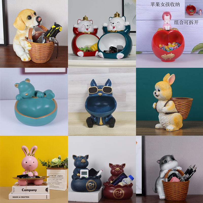 Lucky cat entrance door porch dog key storage living room shoe cabinet pig decoration decoration put remote control rabbit desktop decoration