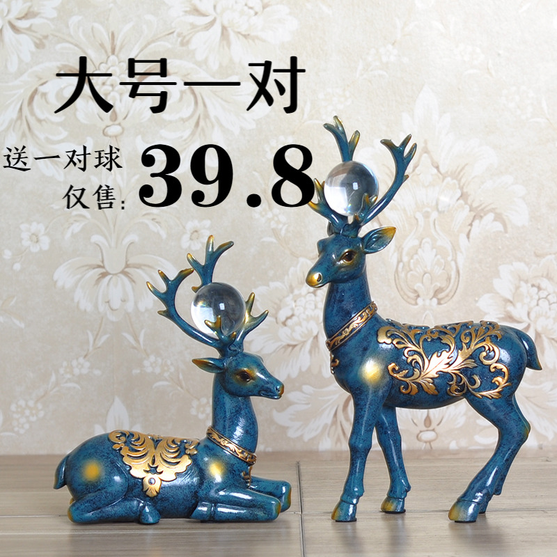 Creative Crafts Gift Hem Accessories Individuality Gift Living Room Wine Cabinet Decorations Furnishing Eurostyle Couple Deer TV Cabinet Animal Mercy