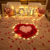Emulation Rose Petals Valentines Day Romantic Coursecare Wedding Table White Hotel Bed Decoration Balloons Create Romantic Surprise Arrangement