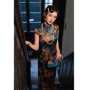 Militarist's Wife's Retro Old Shanghai Republic of China Style Cheongsam Improved Version Young Girl's Long Elegant Dress