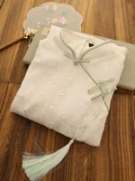 Белое весеннее ретро ципао, 2025 года, китайский стиль, короткий рукав