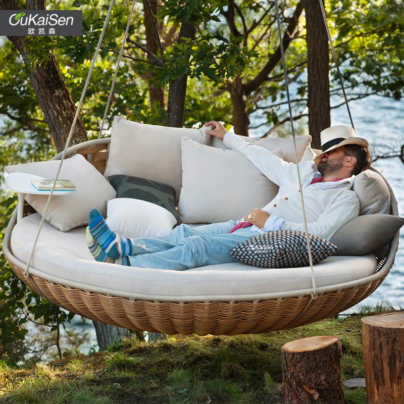 Creative outdoor swing hanging basket rattan chair indoor bird's nest cradle outdoor balcony courtyard villa hotel model room