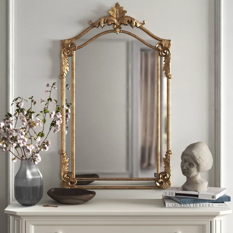 European style makeup mirror Vintage dressing mirror French fireplace wall hanging carved toilet mirror hanging wall decorative mirror