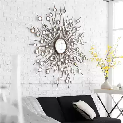 Sun eye mirror bathroom mirror decorative art iron mirror wall mounted mirror custom porch mirror American European living room mirror