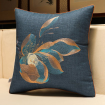 New Chinese embroidered cotton linen thick pillow mahogany sofa cushion tea dining chair circle chair waist pillow bedside backrest core