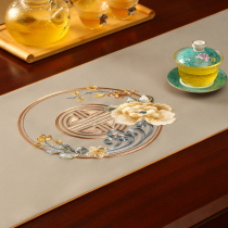 Table flag light luxury high-end table tablecloth Chinese style new Chinese style coffee table cloth tea table tea table tea towel cushion cloth strip strip custom