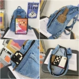 Джинсовый школьный рюкзак подходит для мужчин и женщин, в американском стиле, для средней школы, подходит для подростков, подходит для студента