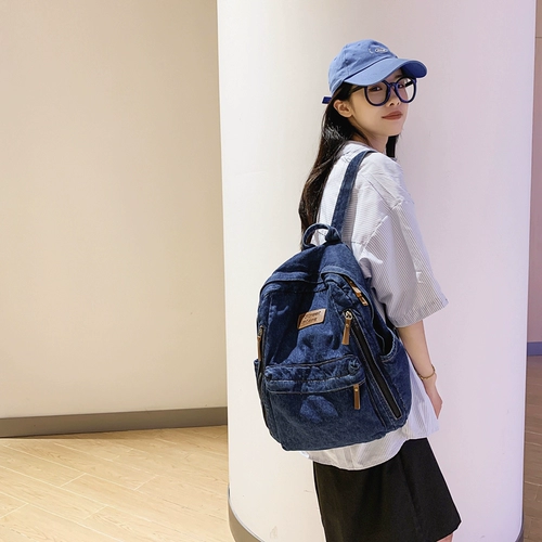 Джинсовый школьный рюкзак подходит для мужчин и женщин, в американском стиле, для средней школы, подходит для подростков, подходит для студента