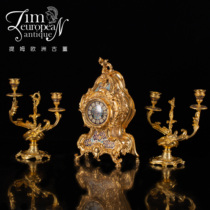 Tim European antiques and Western antiquities French Napoleon III gilt bronze and enamel clock ornaments three-piece set