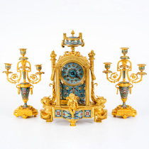 Tim European antiques Western antiques French home decoration collection ornaments gilt copper and enamel mechanical clock