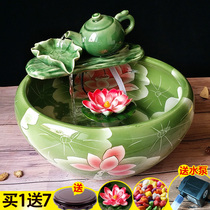 Jingdezhen ceramic fish tank running water fountain recycling creative fish basin humidifier ornaments living room decorations