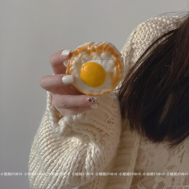 Three-dimensional cute poached egg suitable for Airpods Pro 2nd and 3rd generation protective cover silicone bluetooth earphone case drop-proof