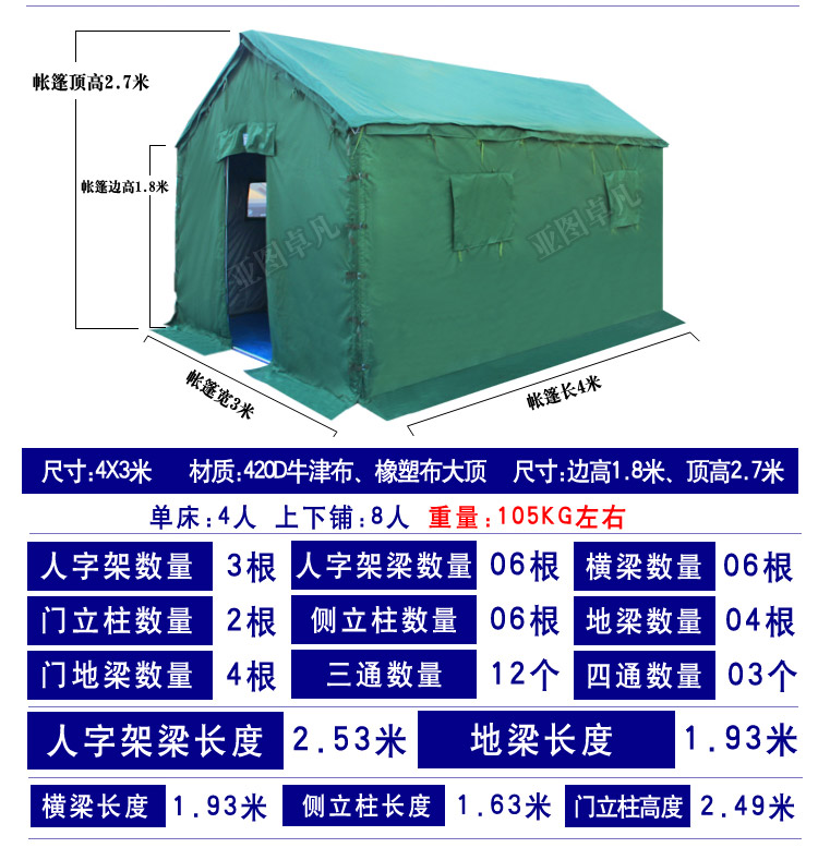 Ngoài trời quy mô lớn trang web xây dựng lều vải dày mưa chống thấm công nhân quân sự nuôi ong cư dân dân sự chính phủ cứu trợ thảm họa - Lều / mái hiên / phụ kiện lều thanh dựng lều