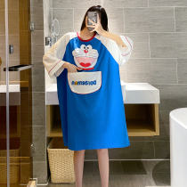 2021 new cotton nightdress womens summer short-sleeved plus size pregnant womens fat sister 200 catties loose home clothes