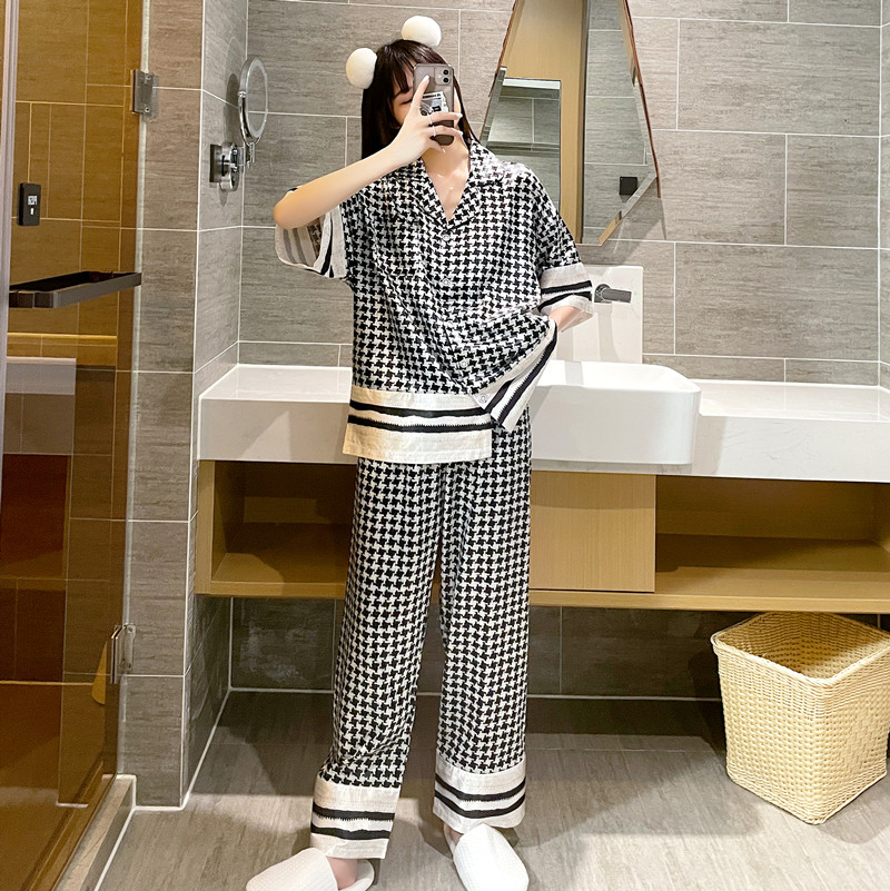 2021 New Summer Network Red Thousand Birds Gice Silk Pyjamas Women Plus FAT MM200 CATTY Shirts Suits-Taobao