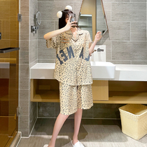 2021 new pajamas women summer plus size 200 jin cotton short-sleeved cardigan fat mm loose home clothes