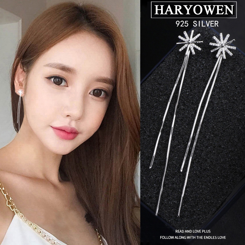 Hayery Irving 2020 new stream sureds female snowflake tennis red temperamental with a long version of earbuds pure silver ear spikes