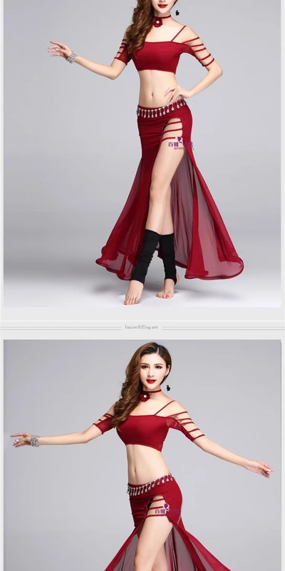 Baiya Qianhui bụng tập luyện quần áo 2019 mới phương Đông biểu diễn vũ điệu quần áo mới bắt đầu váy dài phù hợp với mùa xuân - Khiêu vũ / Thể dục nhịp điệu / Thể dục dụng cụ