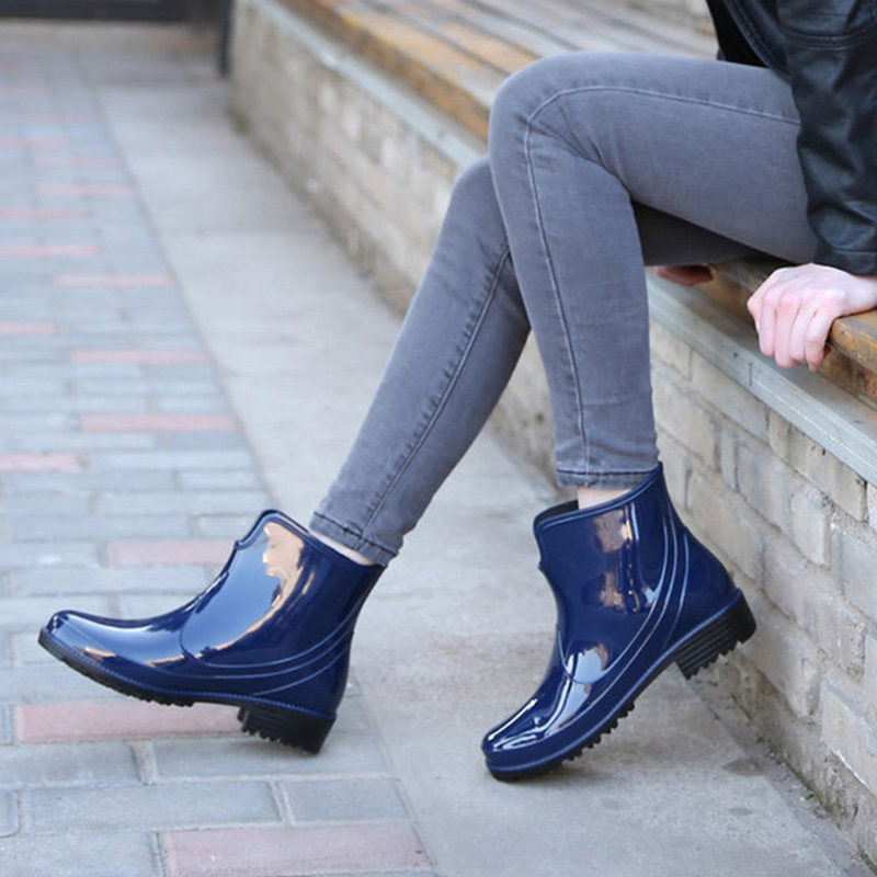 Fashion Rain Shoes Woman Short Drum Rain Boots Adult Water Boots Waterproof Shoes Summer Work Cover Shoes Korea Rubber Shoes Non-slip Water Shoes