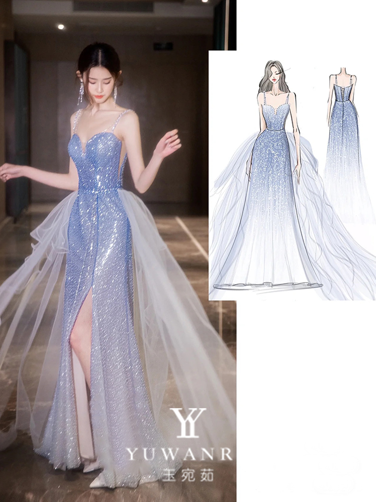 Evening dress, elite advanced nail sequins, lifting effect, new collection, light luxury style, high-quality style Evening dress, elite advanced nail sequins, lifting effect, new collection, light luxury style, high-quality style