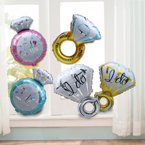 Romantic proposal creative diamond ring aluminum film balloon wedding wedding room bedroom living room surprise decoration supplies