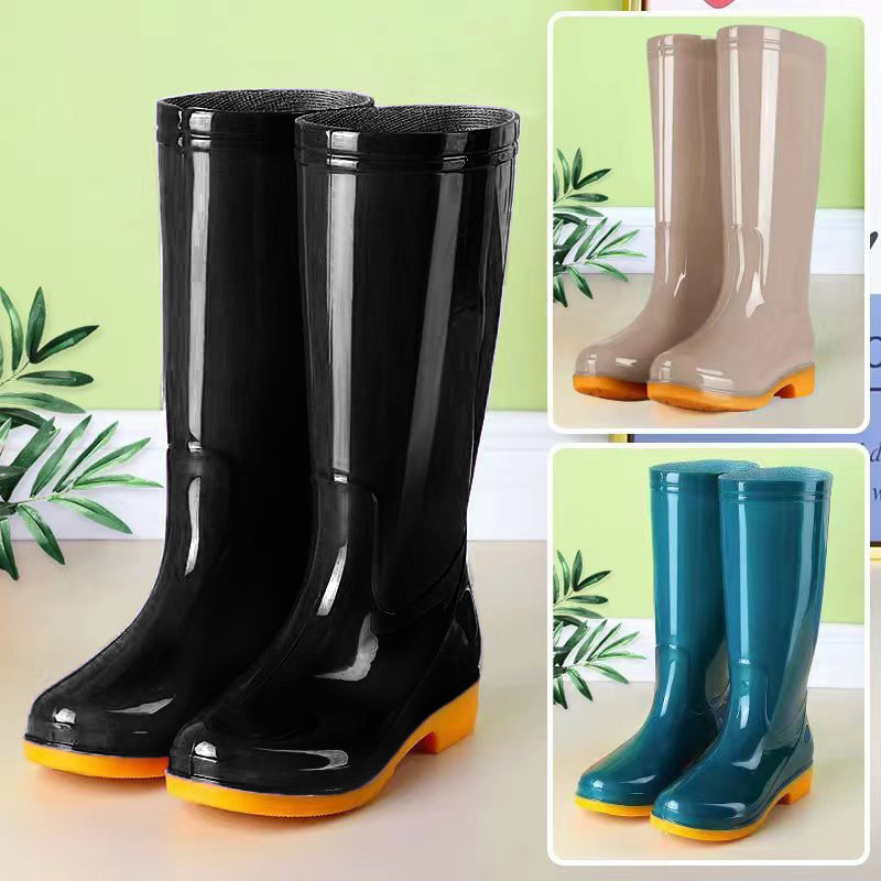 High Cylinder Rain Shoes Ladies Anti Slip Water Shoes Lady Long Barrel Fashion Rain Boots Bull Gluten Bottom Set Shoes Adults Waterproof Rubber Shoes Water Boots-Taobao