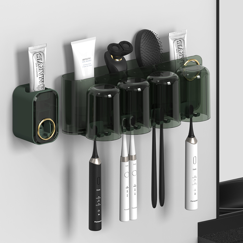 Toothbrush shelving make-up room wall-mounted free-punch mouthwash cup toothbrushing cup hanging wall-style containing box shelf suit