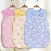  Cotton yarn quilt baby sleeping bag Air conditioning dual-use gauze off-bile padded spring and autumn sleeveless universal clothes back hands and feet