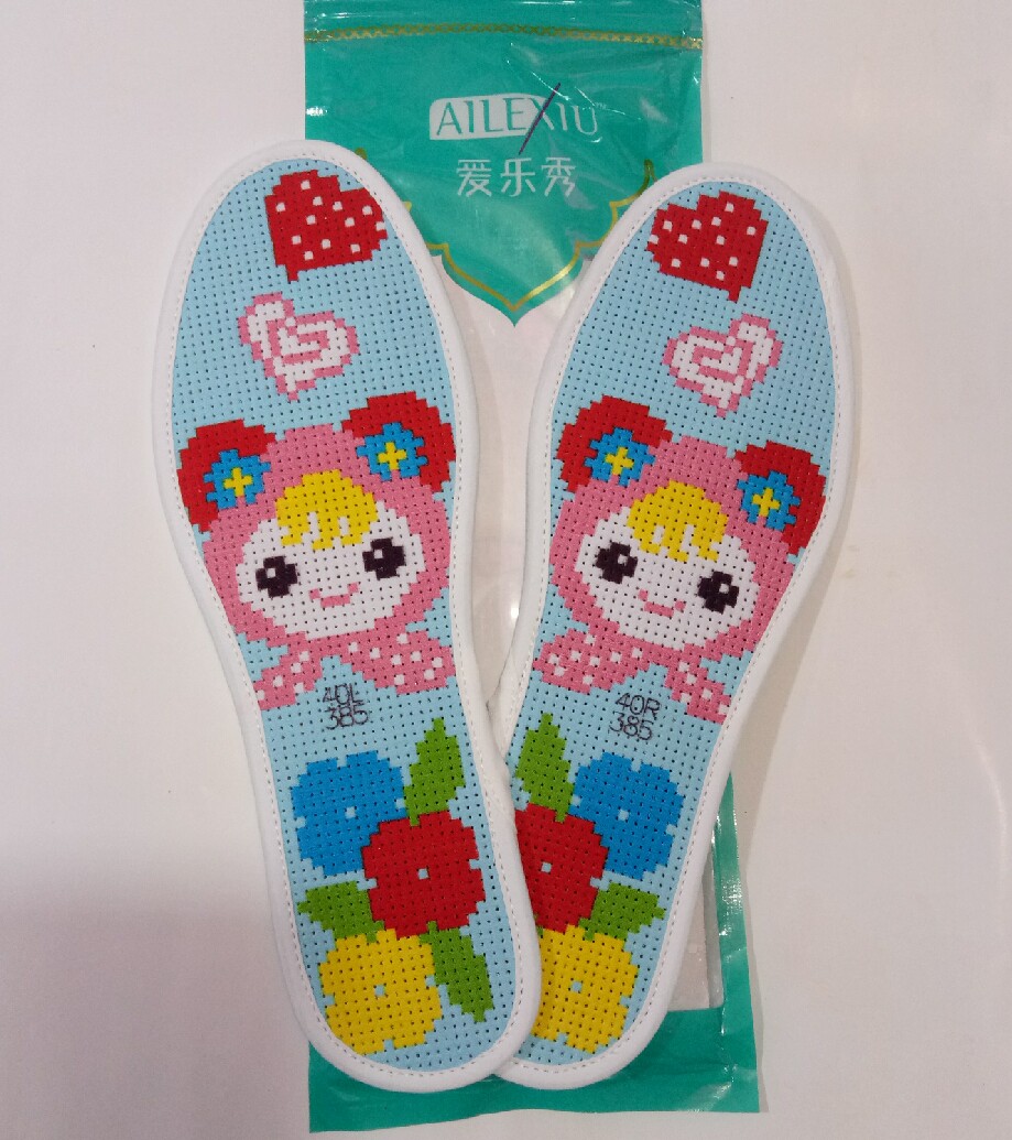 Rare Love Philharmonie Embroidered Pinhole Cross Embroidered Insole Printed Semi-finished Products Hand Embroidered Cotton Insole Cartoon Flowers-Taobao