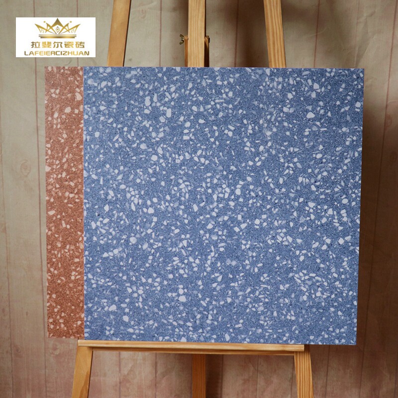 High-end new blue terrazzo ceramic tile 600x600 living room brown antique brick kindergarten color floor tile