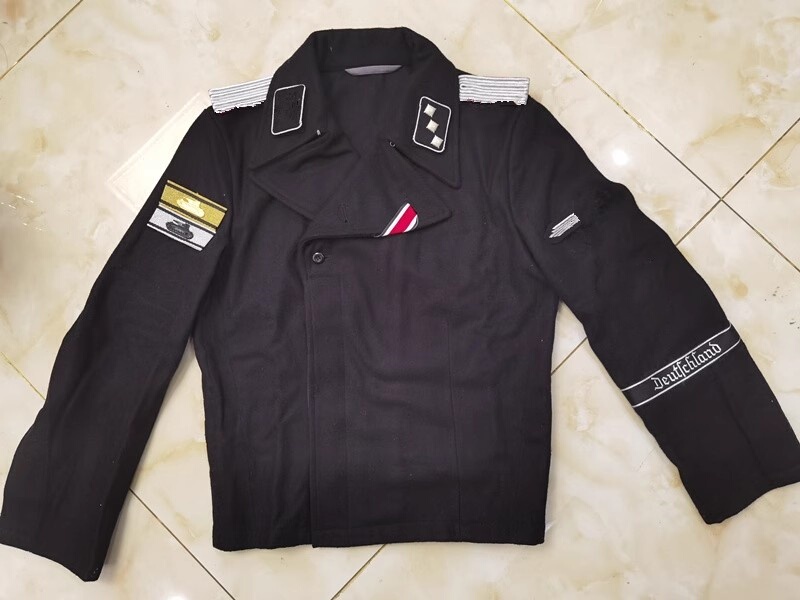 German Elite Tank Black Woolen Armored Jacket Second Lieutenant Uniform Top Set