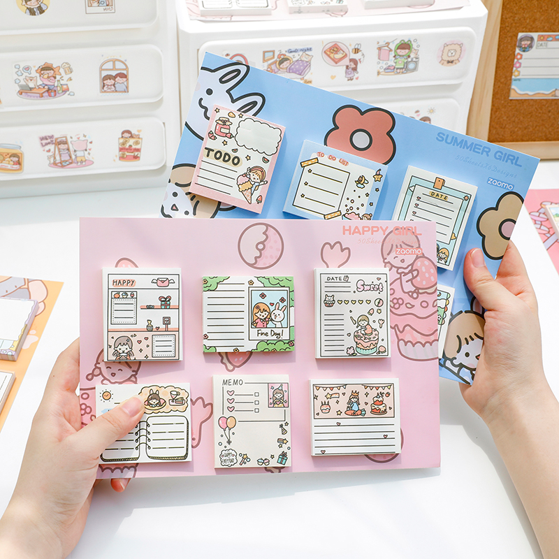 Macri Riri Cute Girl Convenience Patch Suit Pins Cartoon Student Hands Account note convenience post N sub-post