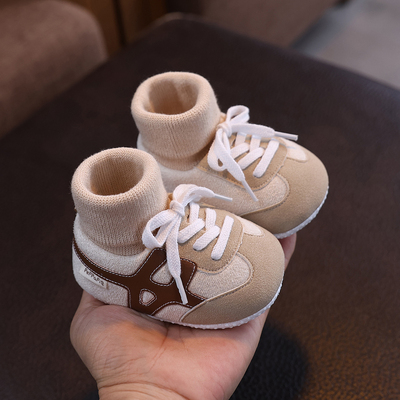 Baby Shoes and Socks for Spring, Autumn, and Winter, 0-1 Year Old, Soft Sole, Non-Slip, Unisex Baby Shoes, 6-12 Months, Fleece-Lined Pre-Walking Shoes, — 1