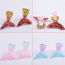 Cartoon children earrings girl birthday gift mermaid tail ear clip without ear hole anti pain cute fashion personality