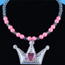 Baby crown necklace birthday gift pink snow flower pendant diamond crystal Pearl handmade beaded jewelry