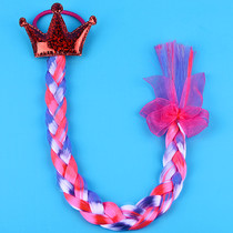 Girl Crown Braid Wigs Color Bow Hairband Head Rope Pony Tail Tied Hair Accessories
