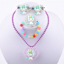 Baby girl luminous necklace set cute little cow glitter pendant bracelet hairclip girl will shine first jewelry