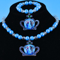 Frozen Little Crown Necklace Set Princess Pearl Girl Pendant Bracelet Baby Ornaments