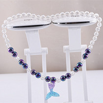 Mermaid tail necklace mermaid princess cute cartoon crystal beaded girl baby girl baby girl neck pendant