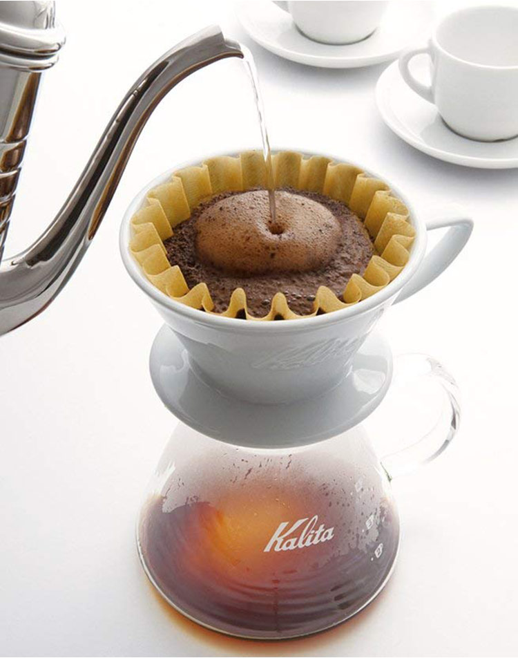 Nhật Bản Kalita Wave 155/185 bánh cốc lọc cà phê giấy tẩy trắng 100 tờ K01 / K02 - Cà phê phin pha cafe inox