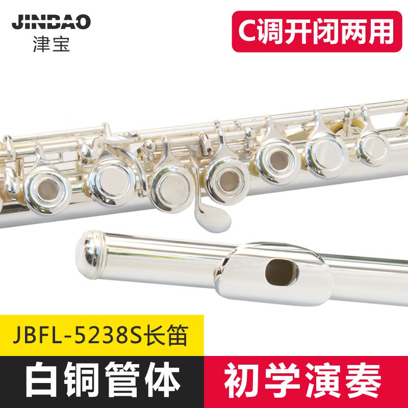 金宝フルート楽器 Cキー 16穴 オープンホールとクローズホール兼用 Eキー付き 17穴 子供用フルート 5238/6248 銀メッキ