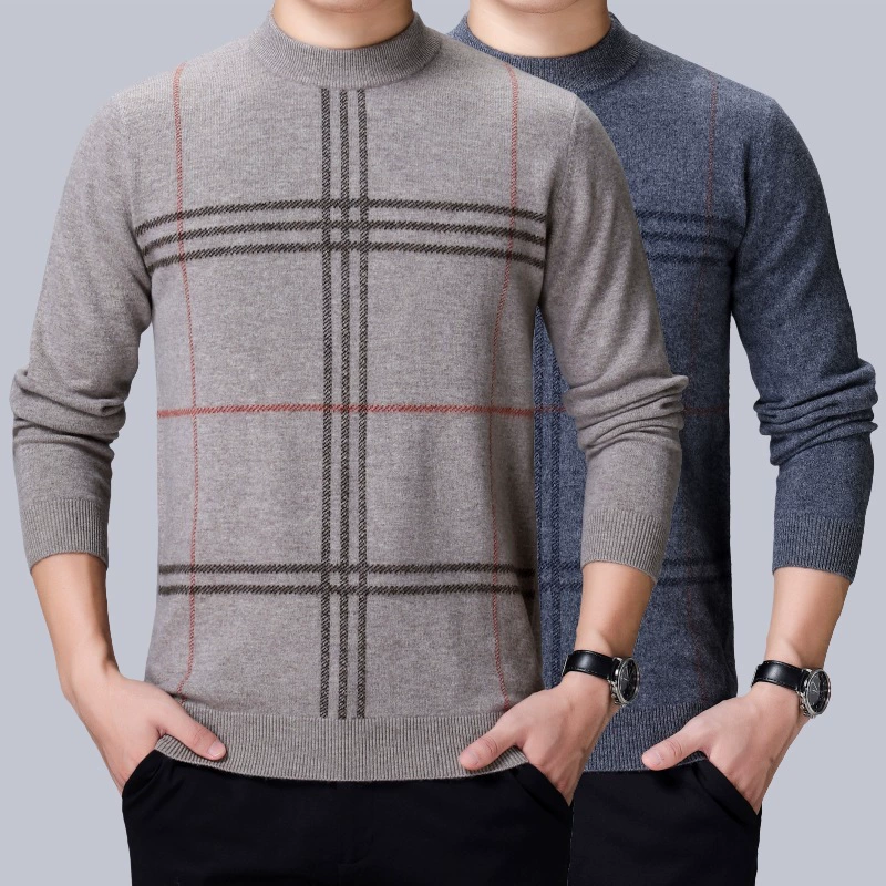 2020 mới cổ tròn áo len nam dài tay mùa đông dày cha mặc ấm áp áo len cashmere kích thước lớn - Áo len Cashmere