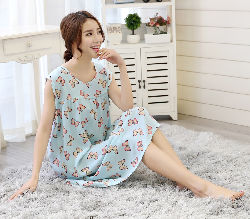 Yi đối tác mùa hè ladies nhân tạo cotton lụa không tay vest nightdress cô gái đồ ngủ lỏng tăng lỏng dịch vụ nhà