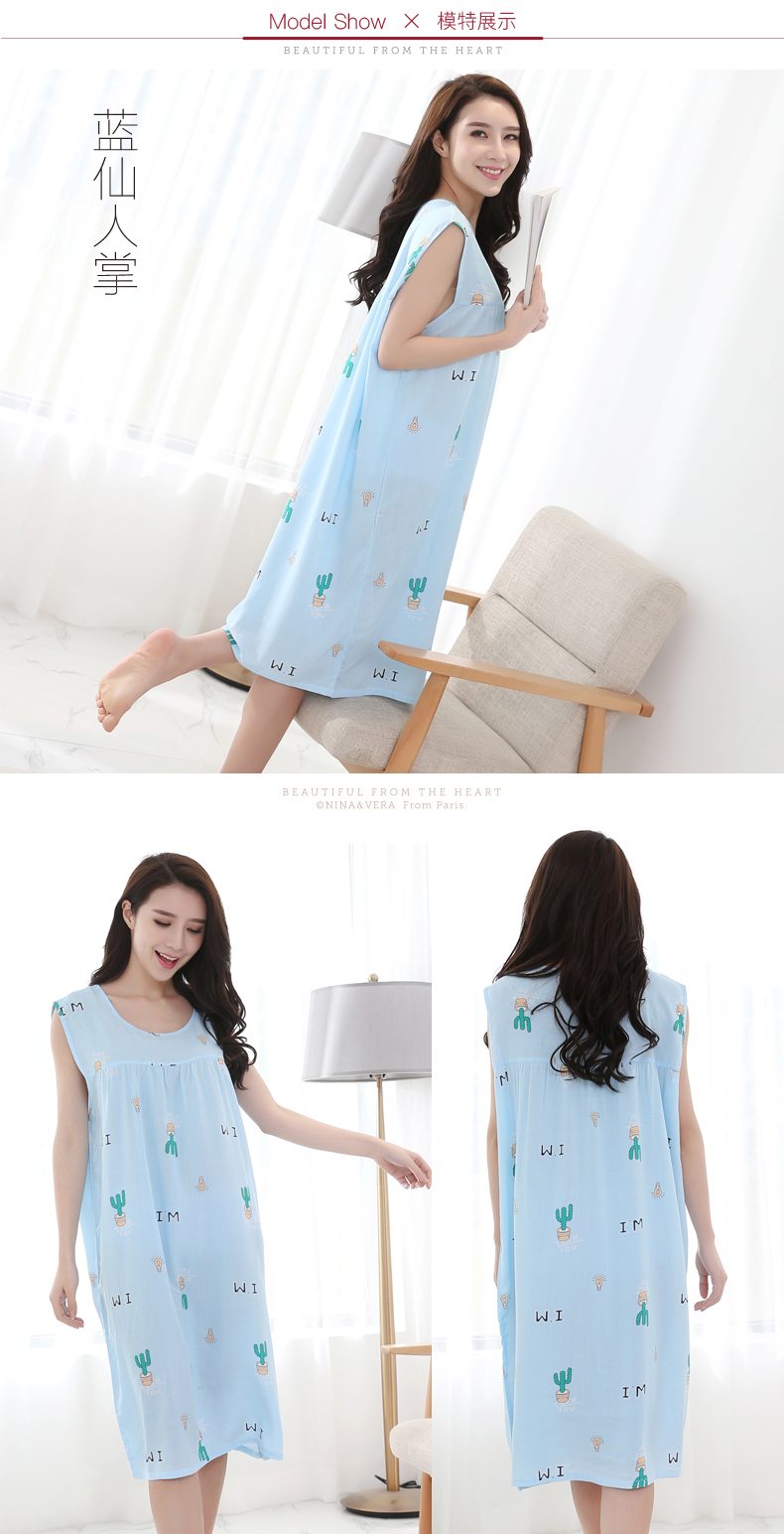 Yi đối tác mùa hè ladies nhân tạo cotton lụa không tay vest nightdress cô gái đồ ngủ lỏng tăng lỏng dịch vụ nhà