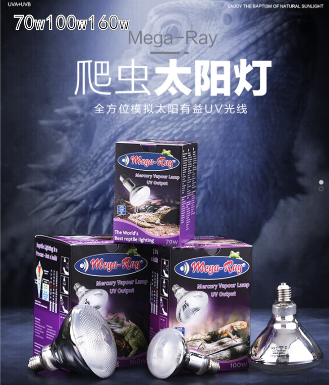 American Brand Mega Ray 6 Generation Reptile Calcium Supplement Heating Solar Lamp 70100160 W