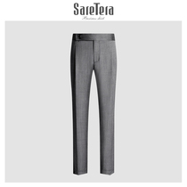 Saretera wool Fishbone micro-elastic trousers mens Italian high waist Napoli pants business and leisure ankle-length pants