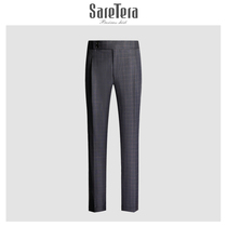 Saretera Plaid Wool Casual Pants Mens Italian High Waist Mens Pants Spring and Autumn Slim Slim Falling Pants