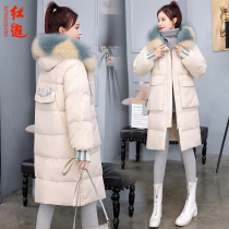 Down cotton-padded womens long Korean version of loose knee winter 2021 New thick cotton clothing fashion cotton jacket tide